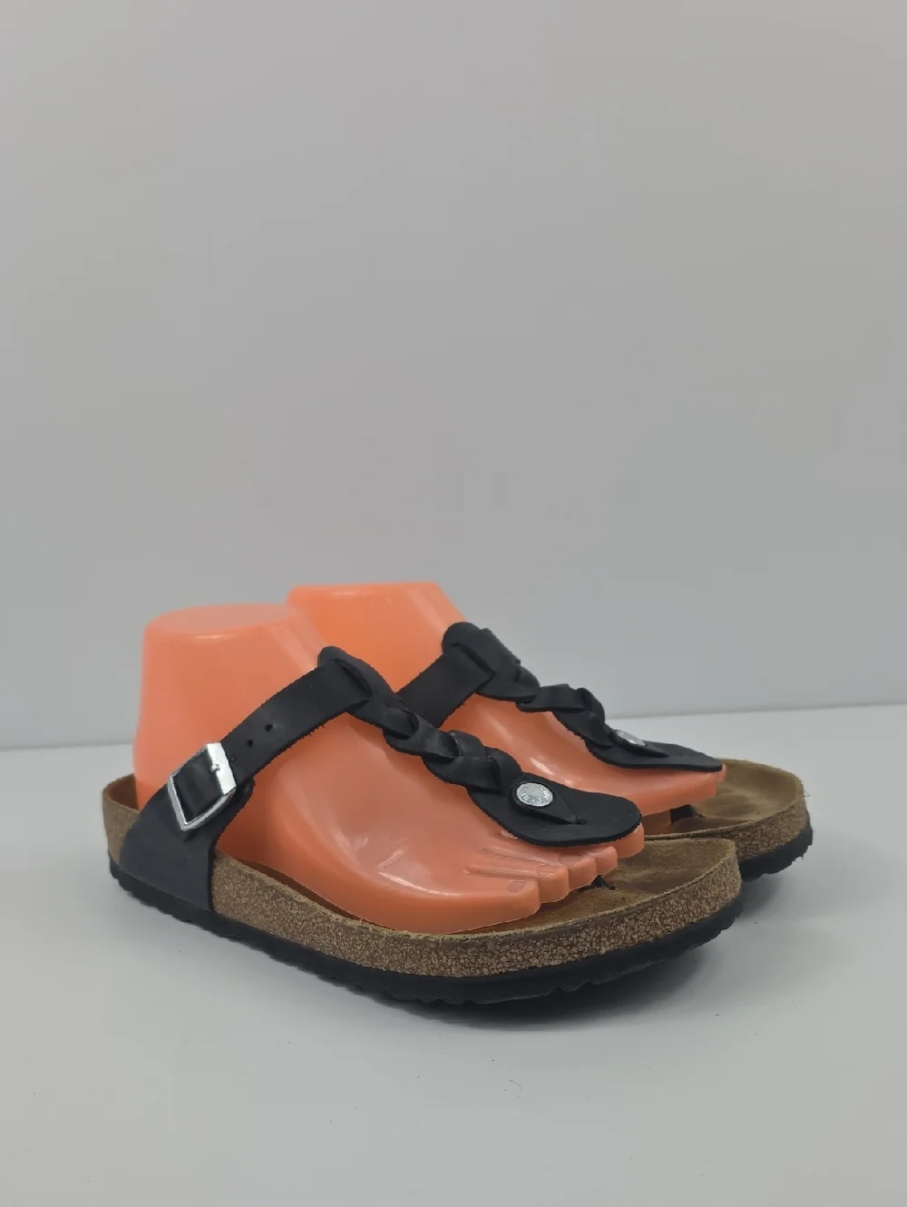 Birkenstock Gizeh Braided Black Leather Women's Sandals Size 9‎